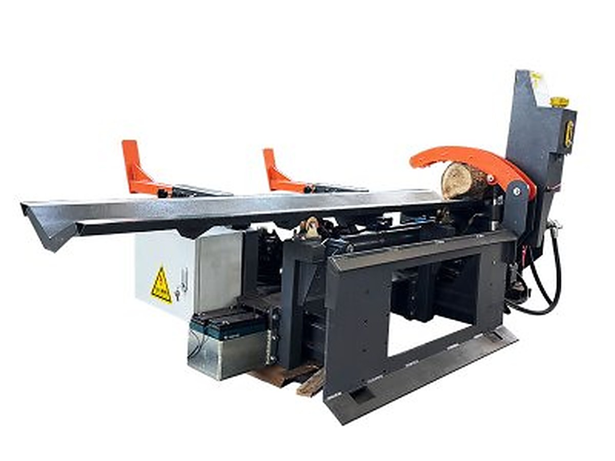 Horizontal log splitter with hydraulic log lift and splitting wedge